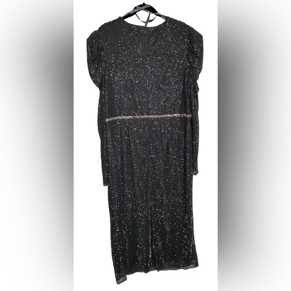 👗 NWT! Mac Duggal Beaded Wrap Over Puff Sleeve Dress - Picture 6 of 16